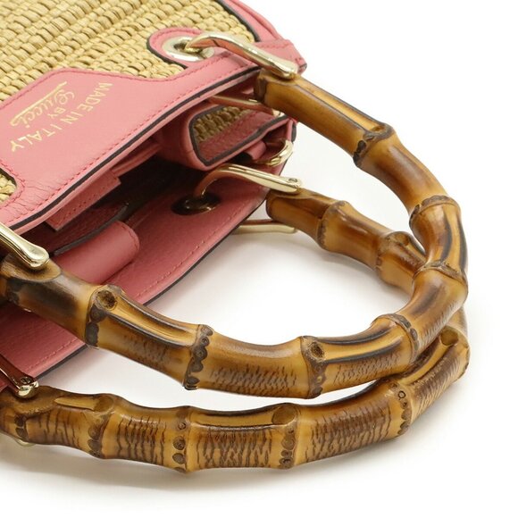 GUCCI Pink Leather Bamboo Shoulder Bag - Picture 5 of 10